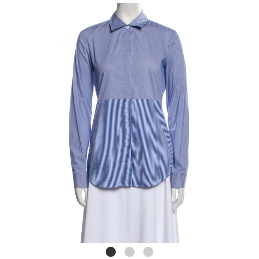 Theory blue button-up dress shirt, size P/TP.
